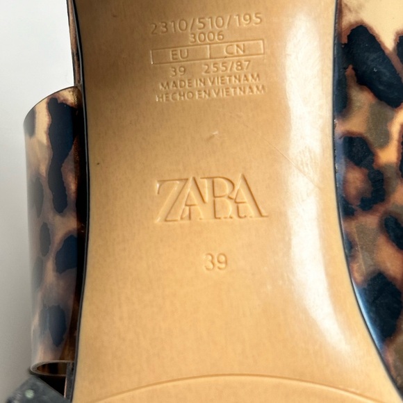 Zara Leopard Print Open Toed Heeled Mules | 39 - Picture 6 of 7